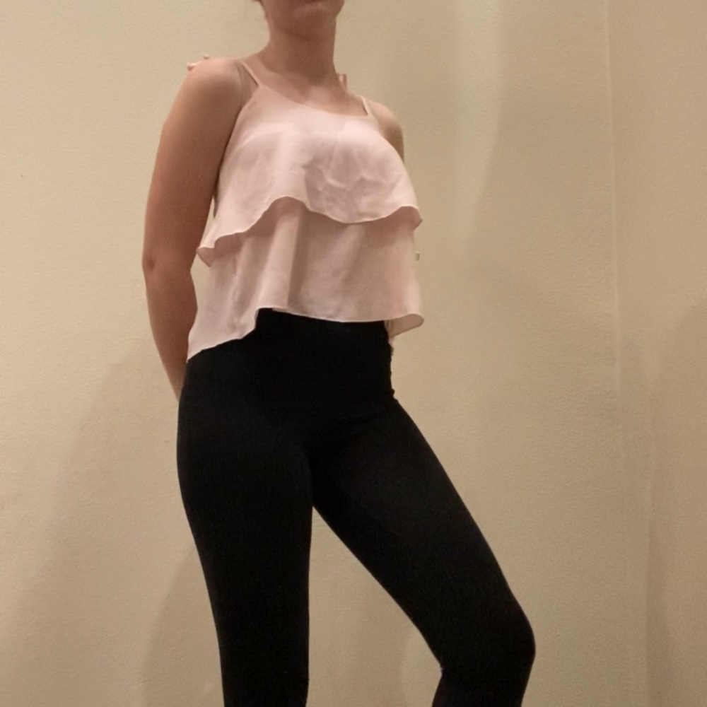 layered pink shirt with sleeve ties